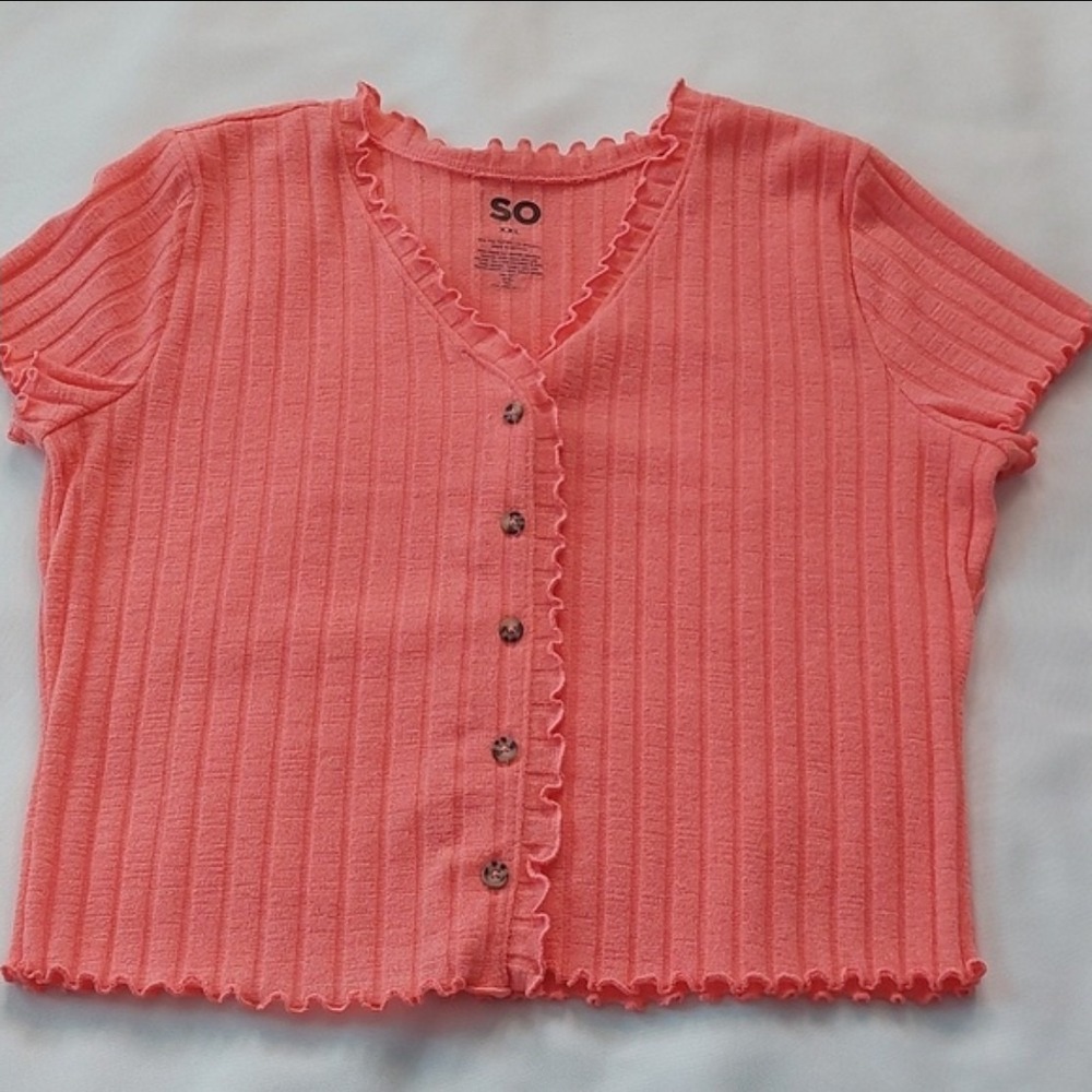 So Womens Tangerine Button Up Dress Knit Type‎ Top Size XXL